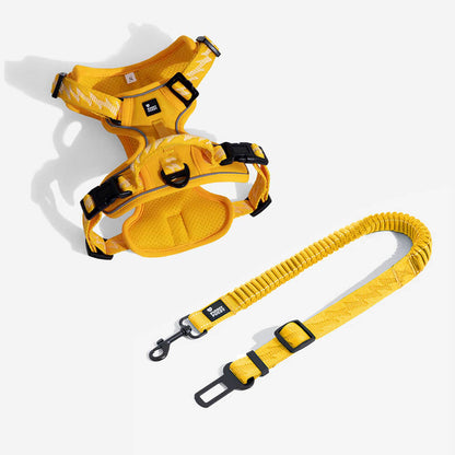 Adjustable Pet Safety Harness Tether for Car Travel with Reflective Strap & Elastic Shock Absorber for Dogs