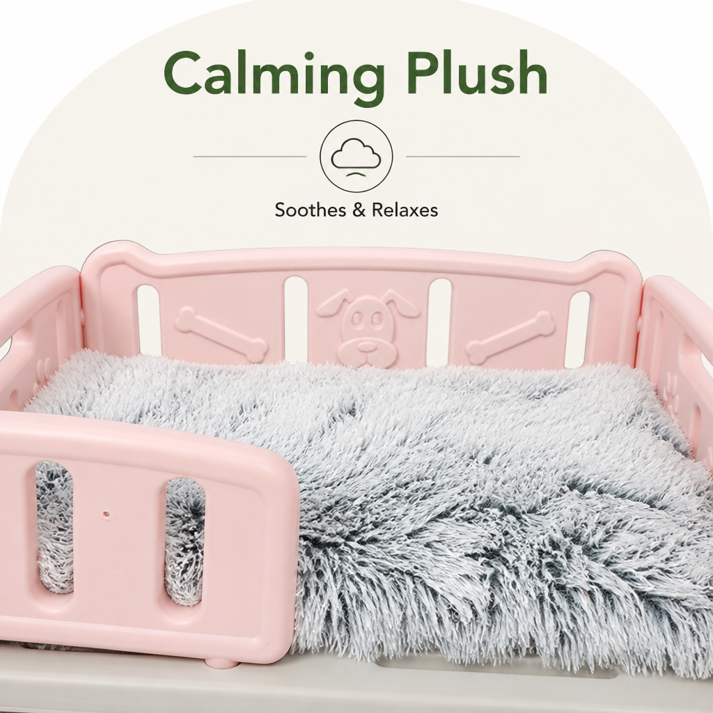 Ortekor Orthopedic Elevated Entry & Calming Plush Pet Sofa (Includes Bowl)