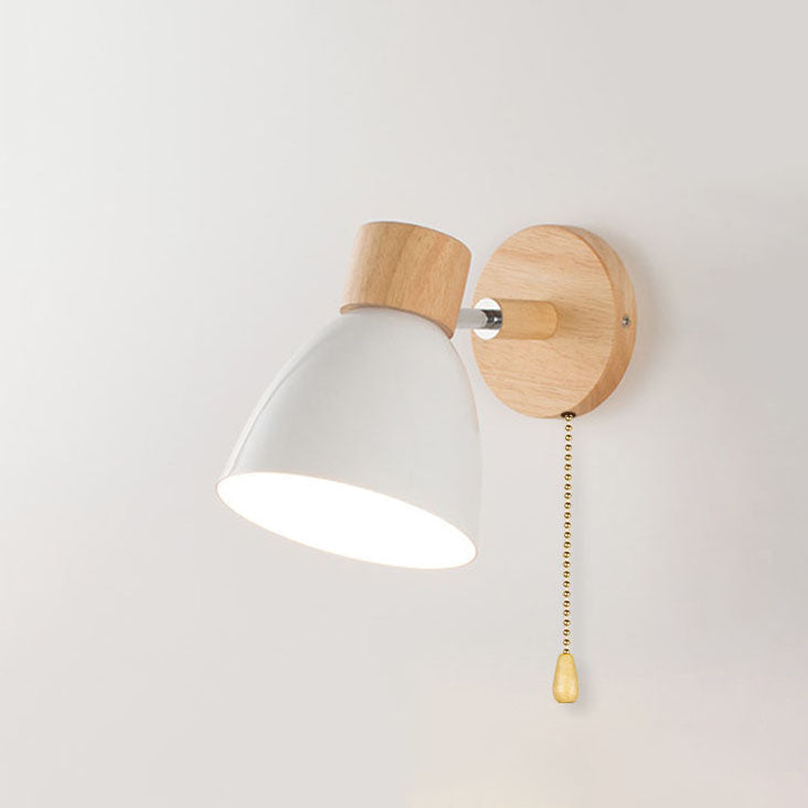 Hardwired Wall Sconce with Iron & Wood Accents – Compact Bedside Reading Fixture, E26 Socket, 40W Max – Modern Lighting for Bedroom, Study &