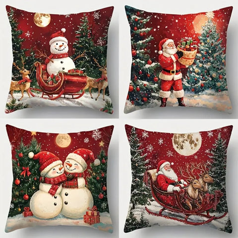 Sable Christmas Cushion Cover - Festive Cotton Blend, Zippered Closure