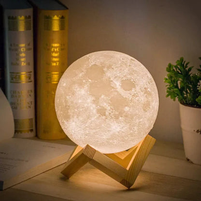 3D Printed Lunar Globe Night Light with Touch Control & USB Charging for Bedroom, Living Room, Kids