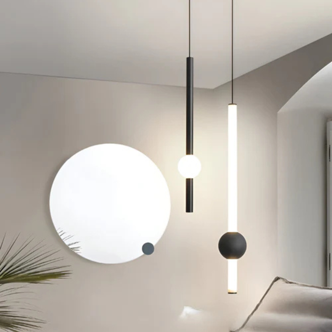 Slim Linear LED Ceiling Light 24 in Black White Modern Hanging Fixture Over Dining Table Kitchen Island Bar Counter