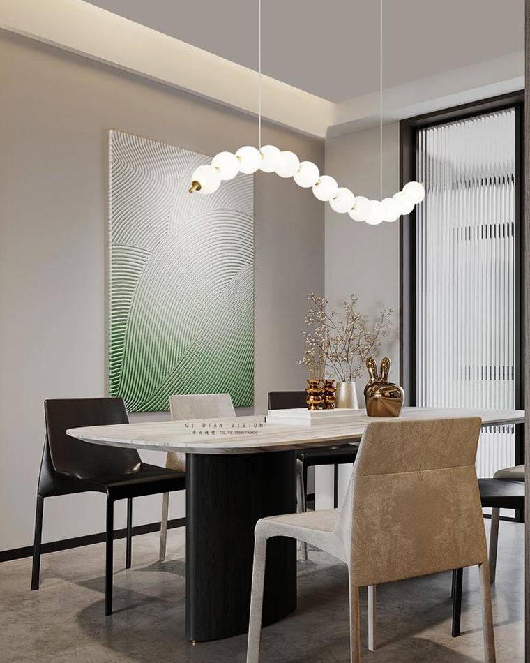 Cascading Glass Globe Pendant Light Fixture Gold White Contemporary Overhead Illumination for Breakfast Bar Eating Area Lounge 39 inch