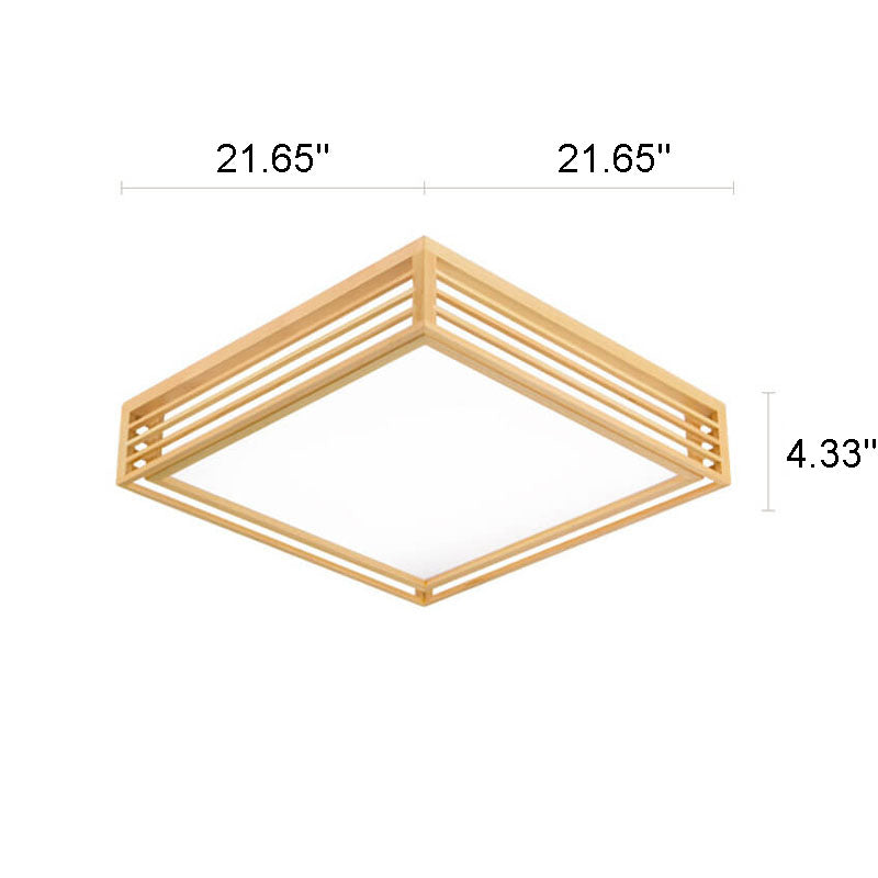LED Round Ceiling Fixture 14-inch Wood & Acrylic Contemporary Overhead Light for Bedroom Kitchen Bathroom Home Office