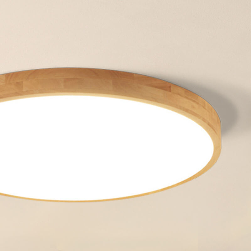 Round Wood Overhead Light Fixture with Adjustable Temperature Settings 12-24 Inch Low Profile for Bedroom Living Room Kitchen Dining Area Co