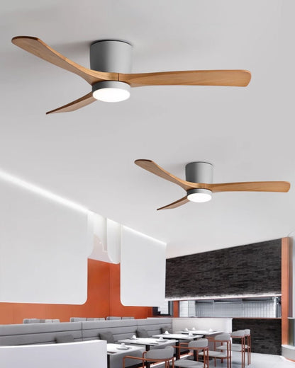Wood Blade Ceiling Fan with Integrated LED Light and Remote Control for Bedroom Living Room Quiet DC Motor Airflow Year-Round Comfort Scandi