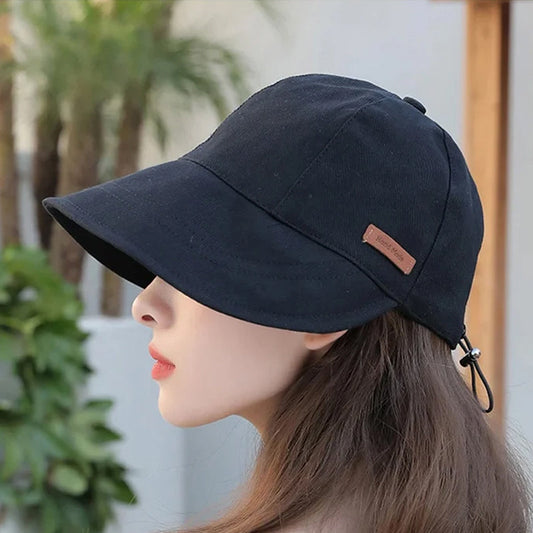 Women's Wide Brim Sun Hat – Foldable UV Protection with Adjustable Drawstring for Beach, Travel & Outdoor