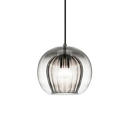 Clear Glass Globe Drop Light E14 Socket for Kitchen Counter and Eat-In Nook Overhead Fixture Contemporary Low-Profile Ceiling Accent