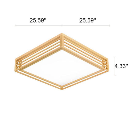 LED Round Ceiling Fixture 14-inch Wood & Acrylic Contemporary Overhead Light for Bedroom Kitchen Bathroom Home Office