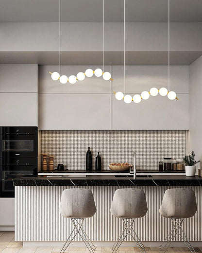 Cascading Glass Globe Pendant Light Fixture Gold White Contemporary Overhead Illumination for Breakfast Bar Eating Area Lounge 39 inch