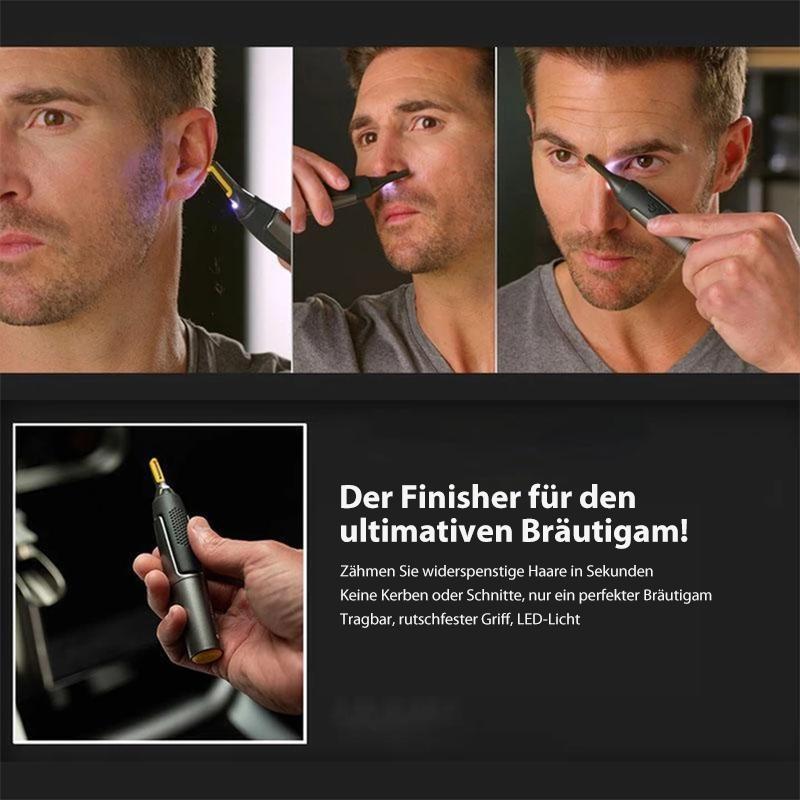 Precision Hair Trimmer with LED Light & Ultra-Thin Titanium Blades for Nose Ear Eyebrow Detailing