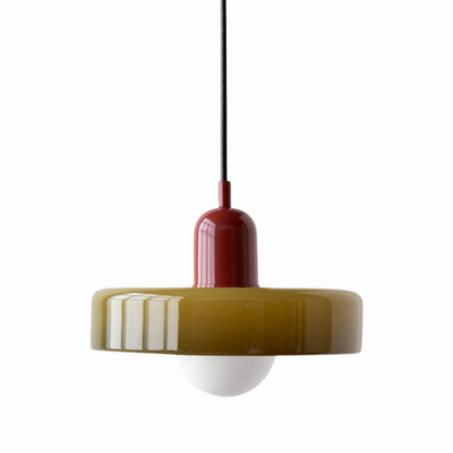 Glass Disc Pendant Light with Adjustable Cord – Modern Ceiling Fixture for Dining Room, Kitchen Island & Living Room