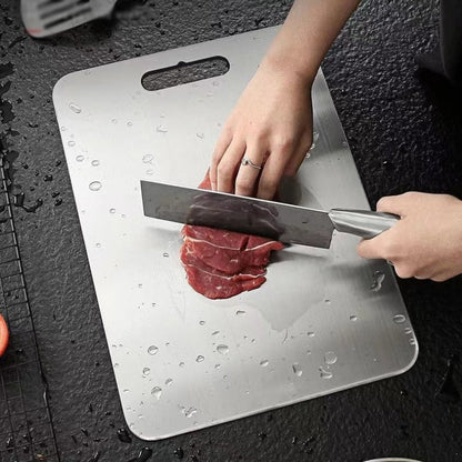 Dual-Surface Stainless Steel Cutting Board for Kitchen Food Prep & Meal Safety | Rust-Resistant Chopping Board for Meat, Vegetables, Bread