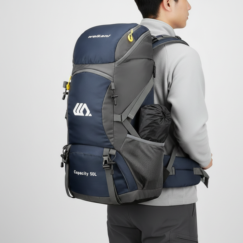50L Hiking Backpack with Separate Shoe Compartment – Ventilated Back Panel, Padded Straps & Hip Belt – Multi-Day Trail Pack for Camping &