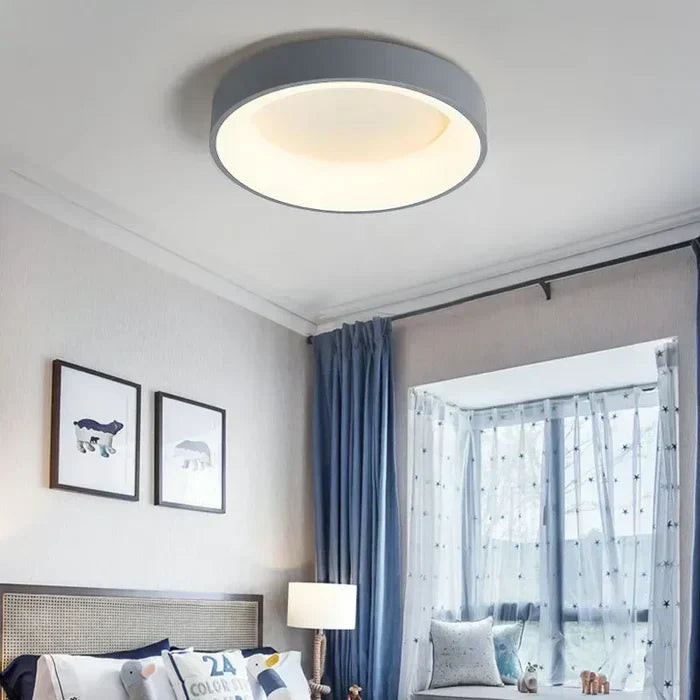 Round LED Flush Mount Ceiling Light | Modern Minimalist Design in White or Gray | 12 to 24 Inch Diameter | Energy-Efficient for Bedroom