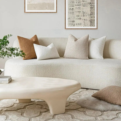 Textured Boucle Pillow Case 18×18 Inches Soft Cover for Couch Bedroom Chair Minimalist Neutral Decor Accent Throw Cushion for Modern Home