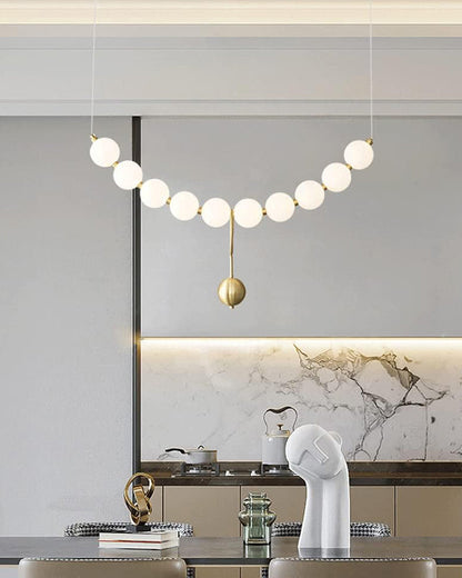 Cascading Glass Globe Pendant Light Fixture Gold White Contemporary Overhead Illumination for Breakfast Bar Eating Area Lounge 39 inch