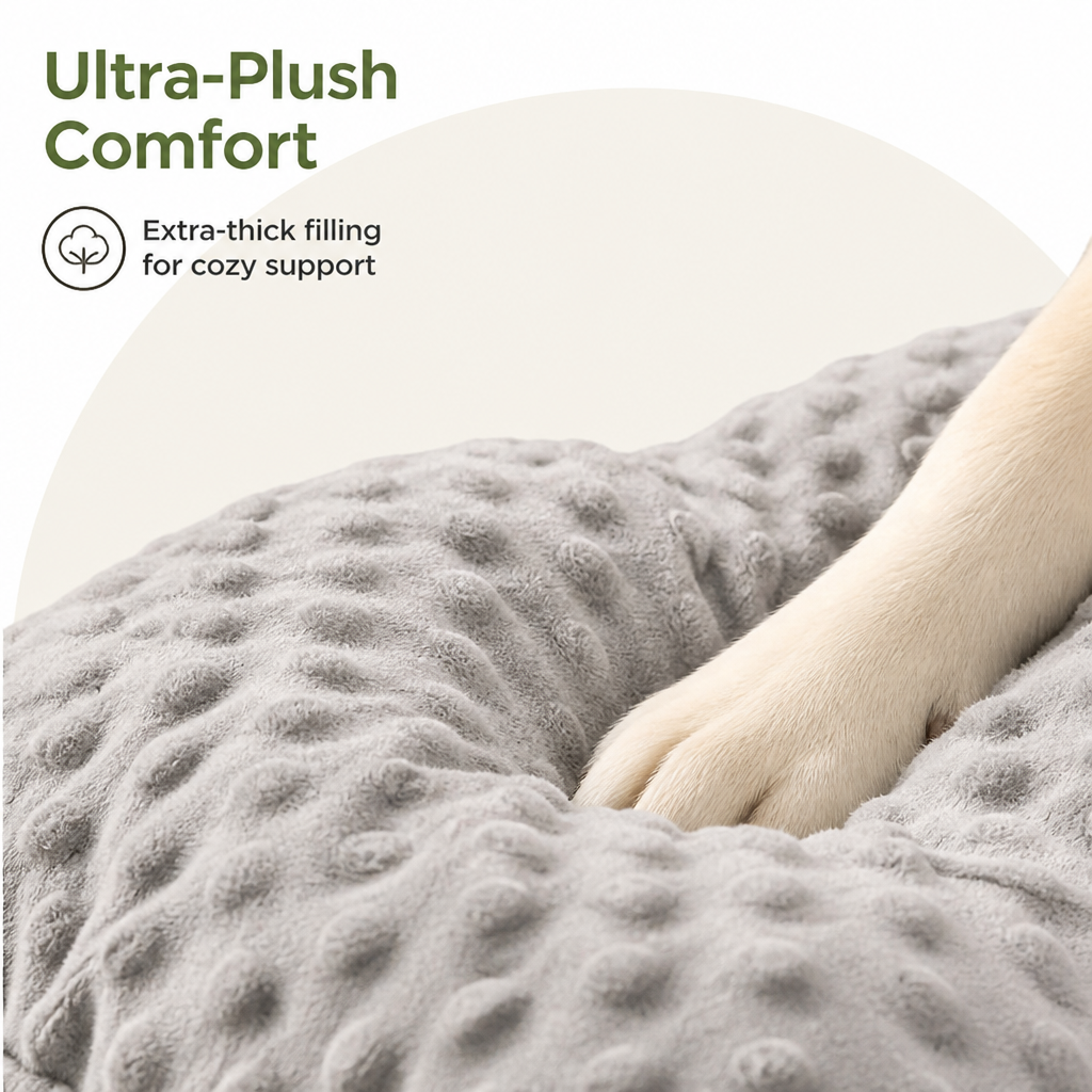 Ortekor Extra-Thick Plush & High Backrest Dog Sofa Bed (Removable Cover)
