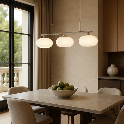Triple Glass Shade Hanging Light 7-inch Globes Adjustable Height Silver Gold Kitchen Dining Room Ceiling Fixture for Modern Homes