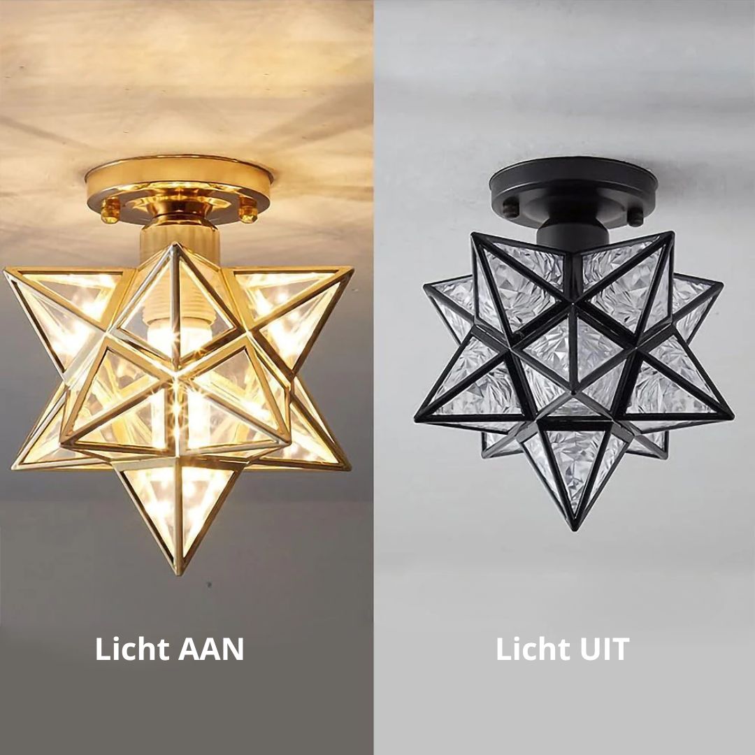 Flush Mount Star Ceiling Light Fixture Gold Metal E27 Socket 8 Inch Diameter Geometric Decor for Bedroom Hallway Entryway