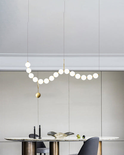 Cascading Glass Globe Pendant Light Fixture Gold White Contemporary Overhead Illumination for Breakfast Bar Eating Area Lounge 39 inch