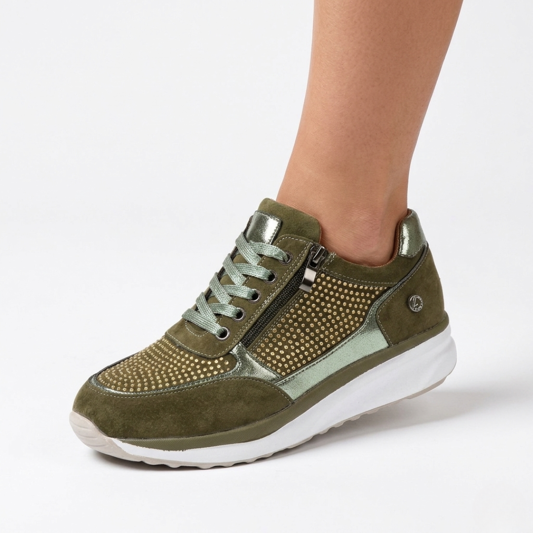 Women's Cushioned Walking Sneakers with Side Zipper – Lightweight Everyday Shoes for Work, Travel & Casual Outings