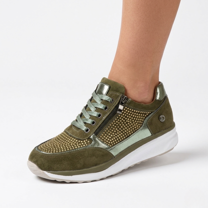 Women's Cushioned Walking Sneakers with Side Zipper – Lightweight Everyday Shoes for Work, Travel & Casual Outings