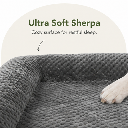 Ortekor Orthopedic High-Density Foam & Sherpa Dog Bed (Removable Cover)