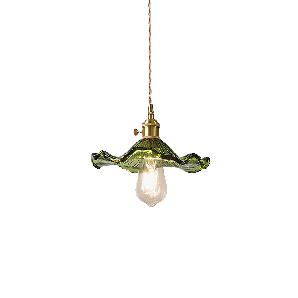 Floral Glass Hanging Fixture with Integrated LED for Dining Rooms & Bedrooms | Overhead Ambient Illumination | Modern Botanical Silhouette C