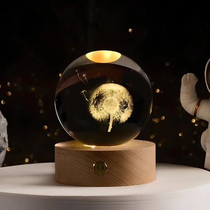Cosmic Crystal Ball Night Light with LED Color Display | 25 Space Designs | USB Powered Galaxy Sphere Lamp for Bedroom, Living Room & Gift