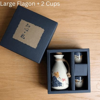 Handcrafted Ceramic Sake Serving Set Cherry Blossom Design Tokkuri Flagon Ochoko Cups Traditional Japanese Drinkware for Home Entertaining G