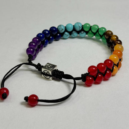 Natural Stone Chakra Bracelet – Adjustable Braided Cord Design for Men & Women, Lightweight & Colorful