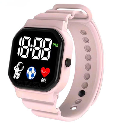 Kids' Digital LED Wristwatch – Water Resistant Astronaut Theme Watch for Boys & Girls – Soft Silicone Band