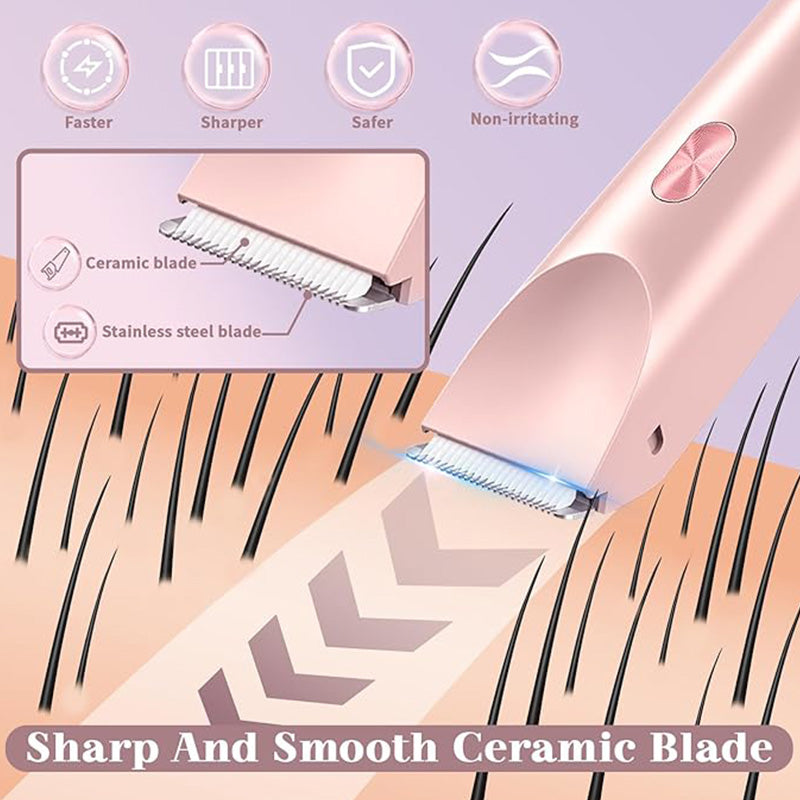 Rechargeable Dual-Head Precision Trimmer for Face, Underarms & Bikini Line – Waterproof IPX7, USB-C Fast Charging, Gentle on Sensitive Skin