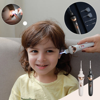 Electric Ear Wax Removal Tool with Soft Silicone Tips for Safe Home Ear Cleaning, USB Rechargeable Cordless Earwax Remover Kit with 5