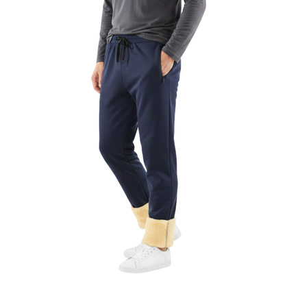 Thermal Fleece-Lined Joggers with Zippered Pockets – Winter Sweatpants for Men