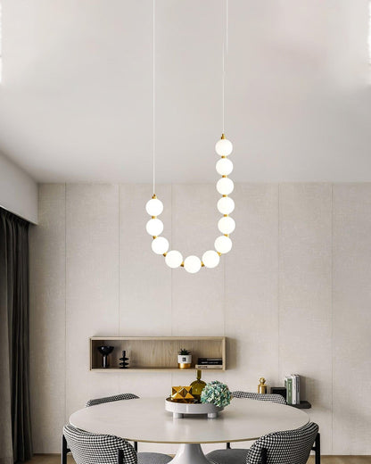 Cascading Glass Globe Pendant Light Fixture Gold White Contemporary Overhead Illumination for Breakfast Bar Eating Area Lounge 39 inch
