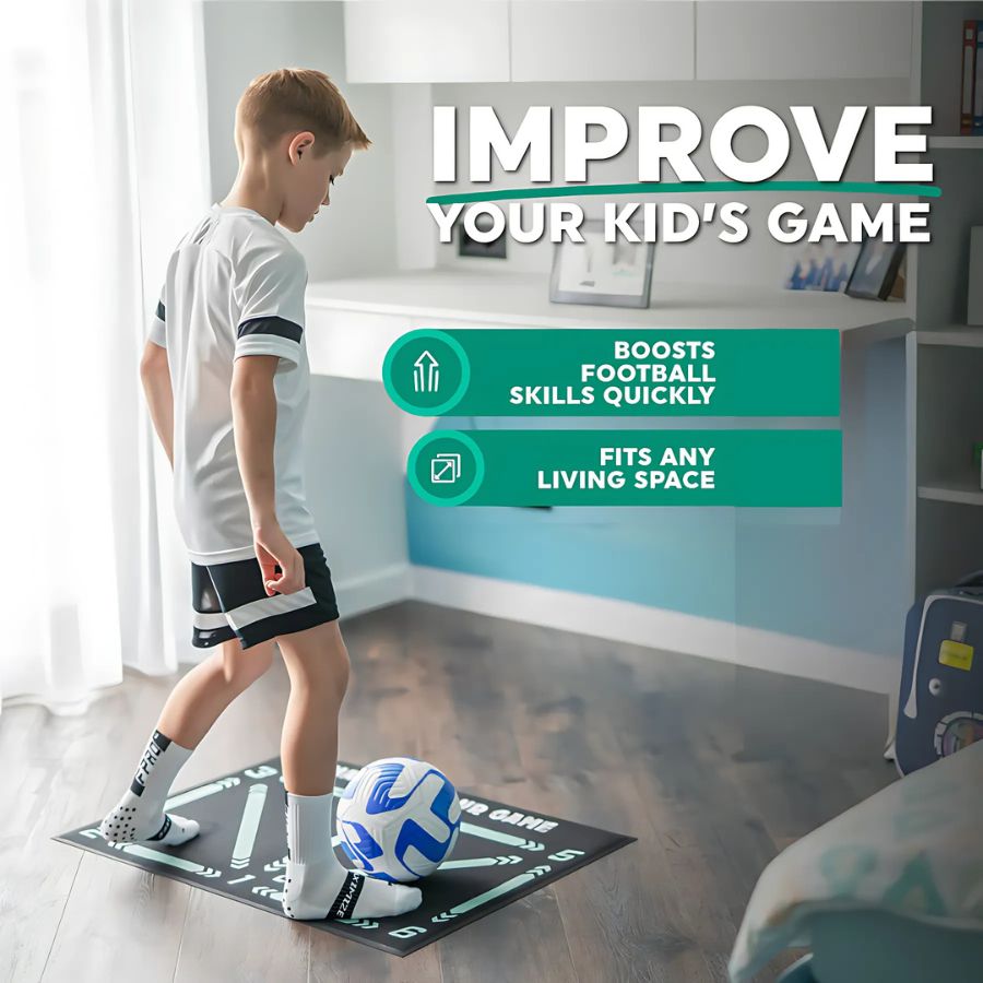 Soccer Skills Trainer Mat 35 in × 24 in Indoor Practice Set Footwork Drills Ball Control Kit for Kids Youth Players at Home