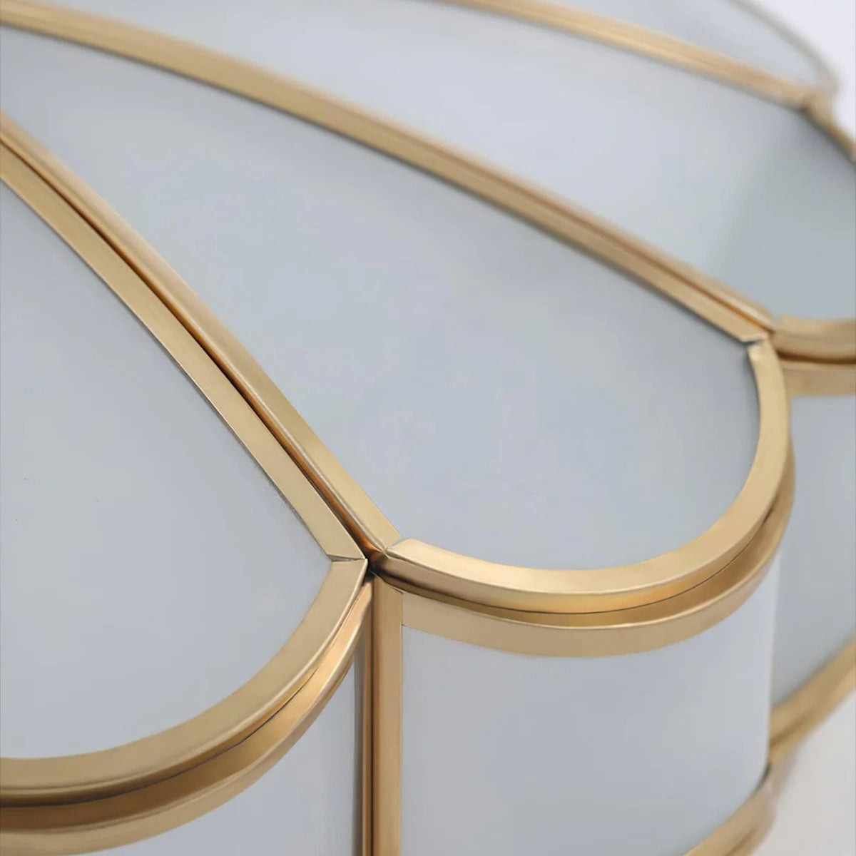 Gold Flush Mount Light Fixture Round Glass Shade Brass Frame Diffused Glow for Entryway Dining Room Bedroom LED Compatible Multi-Bulb
