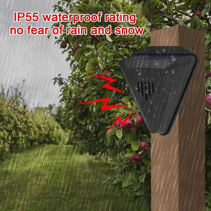 Humane Solar Powered Wildlife Deterrent System with Rotating Sound Technology for Yards Gardens Orchards