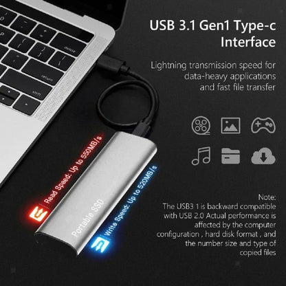 Portable External Solid State Drive 50GB Fast USB 3.0 Type-C SSD Storage Black for Laptop Desktop Smartphone Backup Photos Videos Games