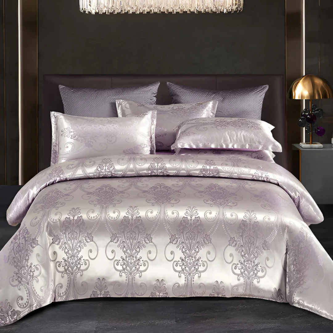 Elegant Satin Duvet Cover Set with Floral Print & Breathable Comfort for Luxurious Sleep