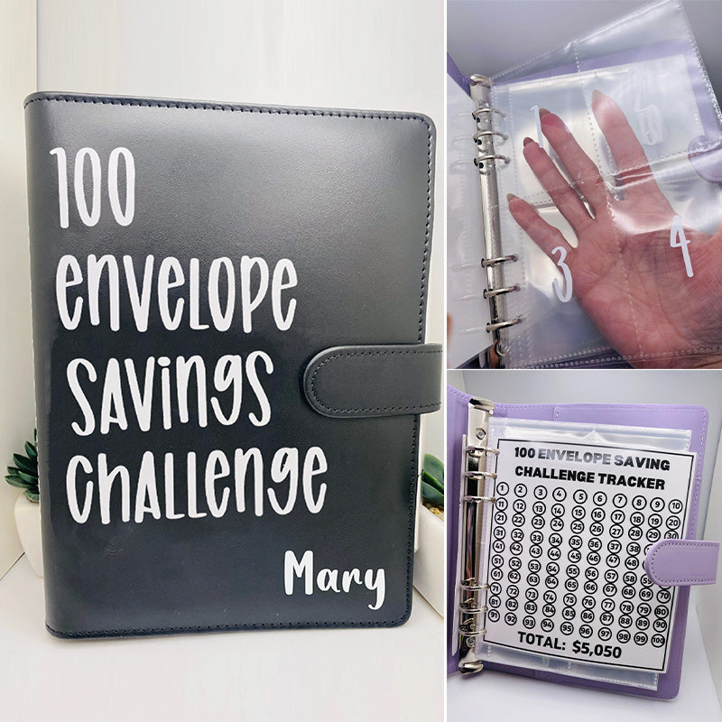 Cash Savings Tracker Organizer with 100 Labeled Pockets – Money Management Planner System – A5 Budget Book with Reusable Chart for