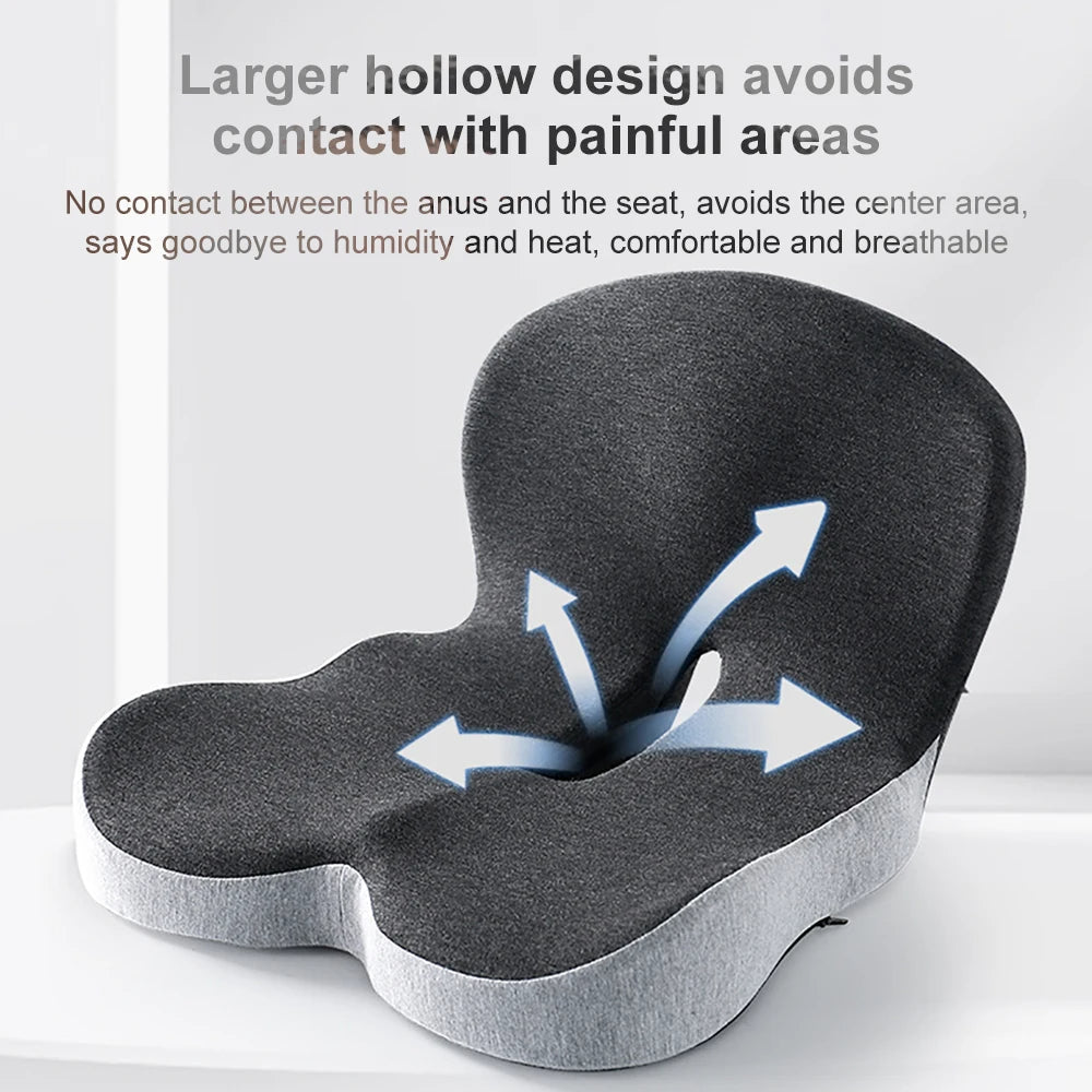 Ergonomic Seat Cushion with Integrated Back Support for Office Chair, Car & Home – Memory Foam Hip & Spine Alignment Pad