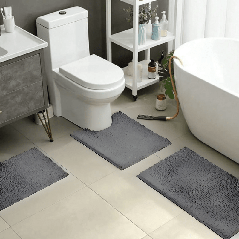 Plush Chenille Bathroom Rug Anti-Slip Water-Absorbing Floor Mat for Shower Bath Toilet Blue 20×31 Inch Soft Polyester Non-Skid Backing for W