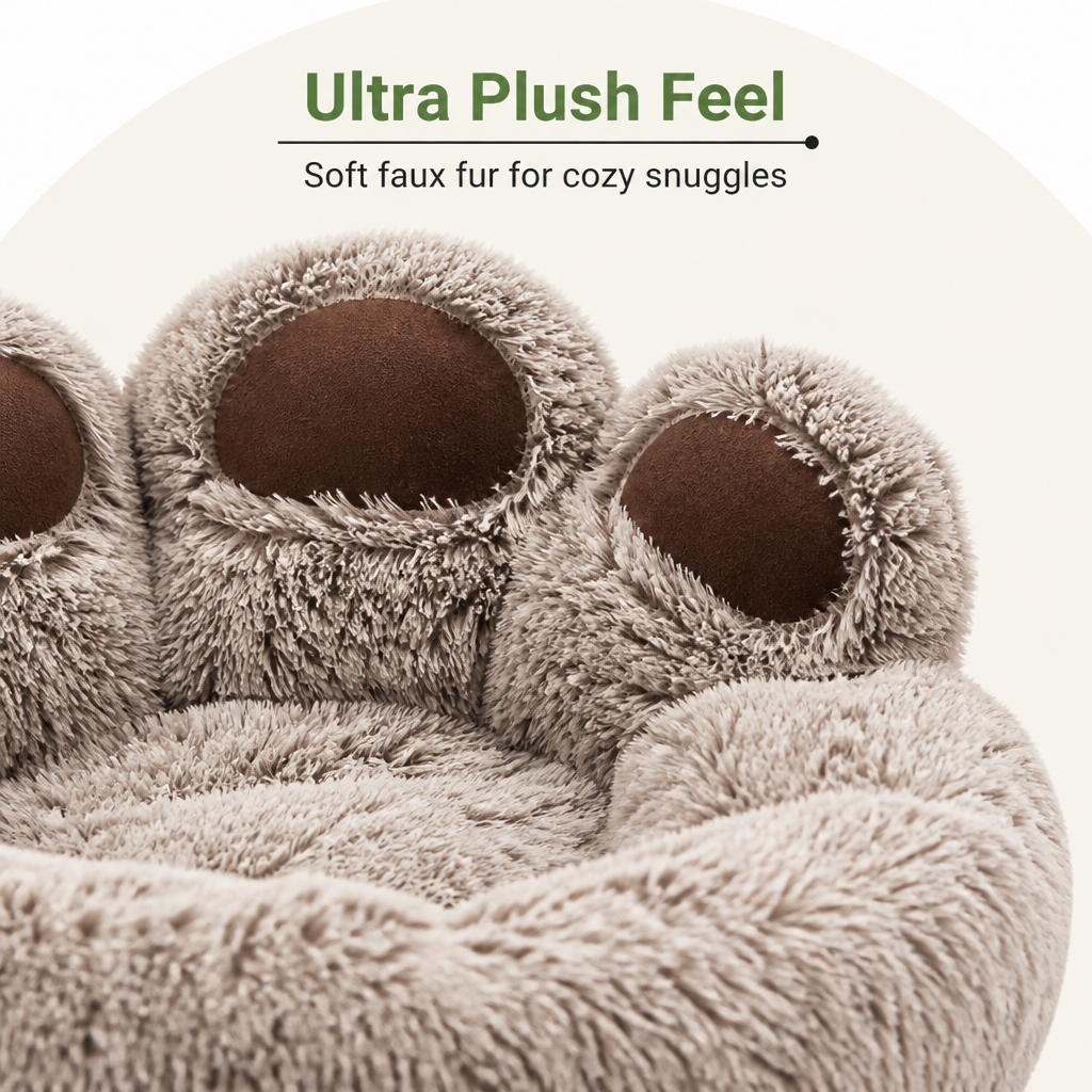 Ortekor Plush & Non-Slip Bear Paw Pet Bed