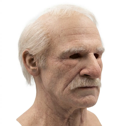 Elderly Character Latex Full-Head Costume Mask with Movable Jaw for Halloween, Theater, and Cosplay
