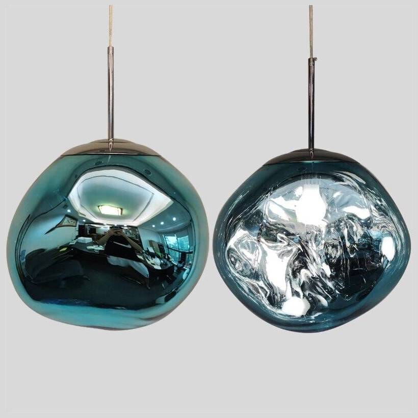 Reflective Globe Hanging Light Fixture Adjustable Height E27 Socket for Kitchens Dining Rooms | Modern Orb Ceiling Lamp Chrome Gold Glass
