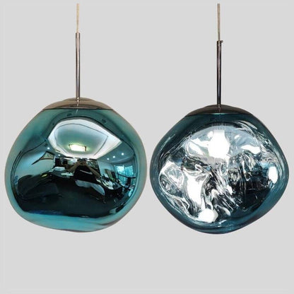 Reflective Globe Hanging Light Fixture Adjustable Height E27 Socket for Kitchens Dining Rooms | Modern Orb Ceiling Lamp Chrome Gold Glass