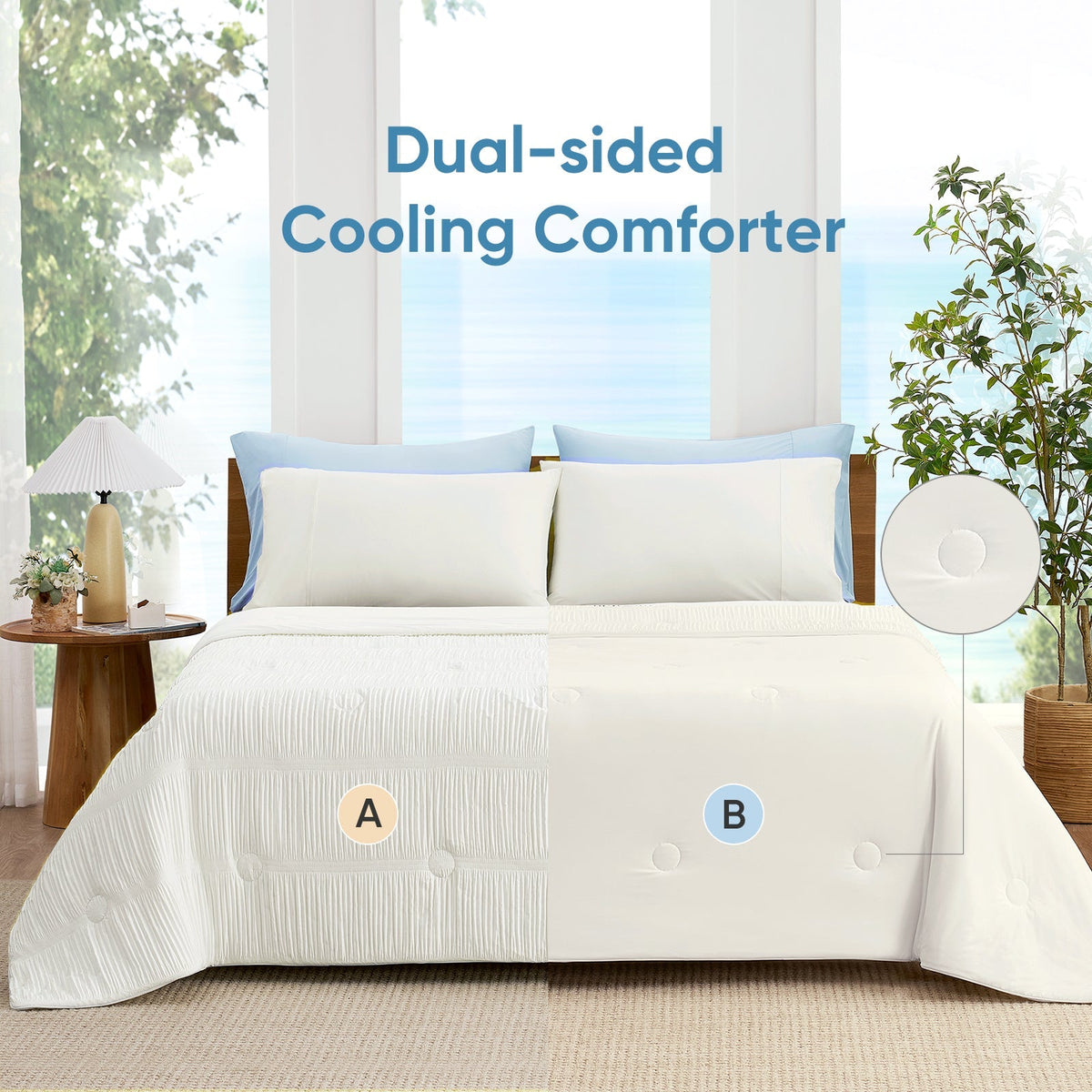 Cozy Bliss | Striped Cooling Comforter Set with Advanced Airflow | Lightweight Design for Hot Sleepers
